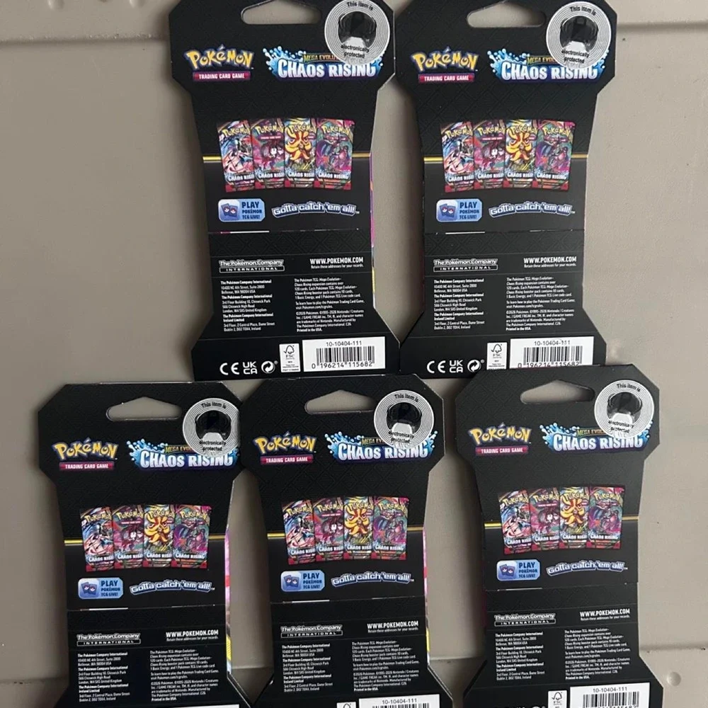 Pokemon TCG Chaos Rising Sleeved Booster 5 Pack Bundle